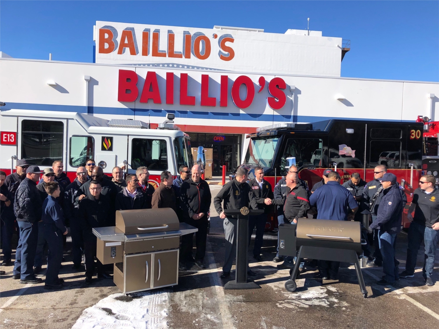 Baillio's provided Traeger BBQ/Smokers to each City of Albuquerque and Bernaillio County Fire Station the goal to assist them with their daily cooking needs. Often times they start cooking a meal, only to get a call and need to respond. In many cases, the food being cooked is wasted by the time they return to the station. The Traeger Grill is a low temp, slow cook process. Set it & forget it, Traeger makes cooking simple and hopefully we make the process easier for our first responders!