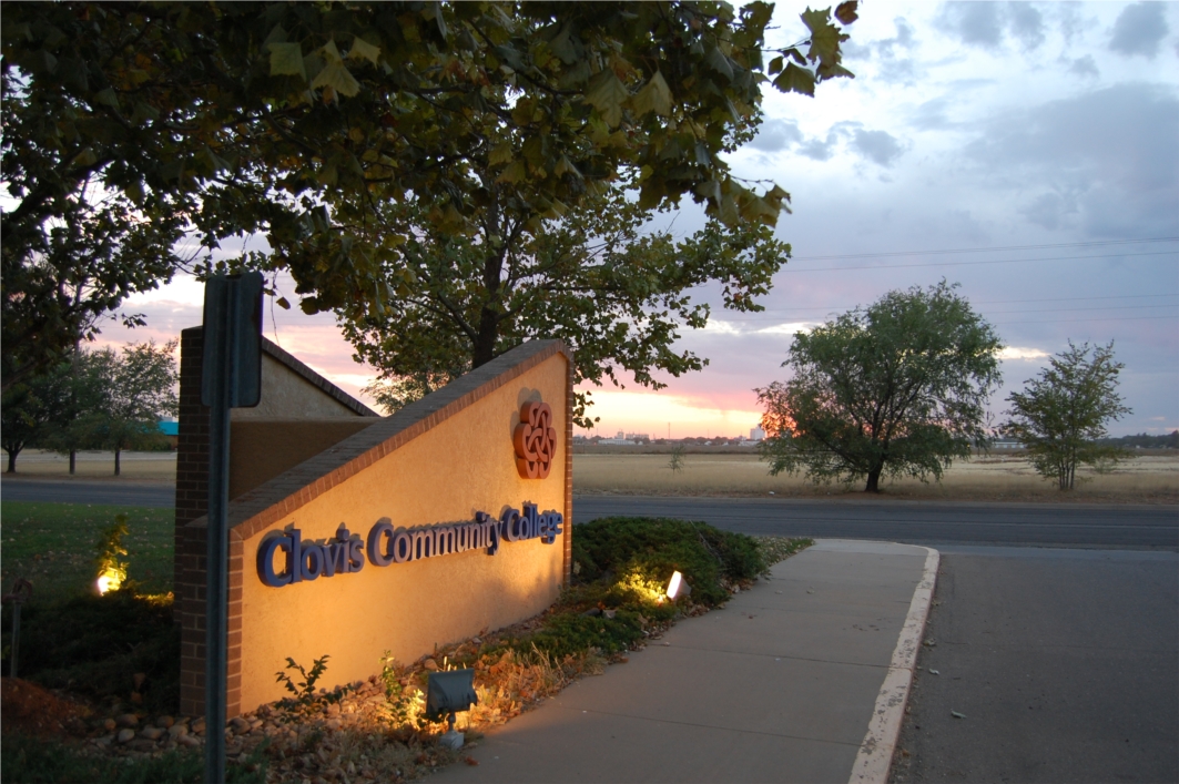 CCC's main entrance at dusk