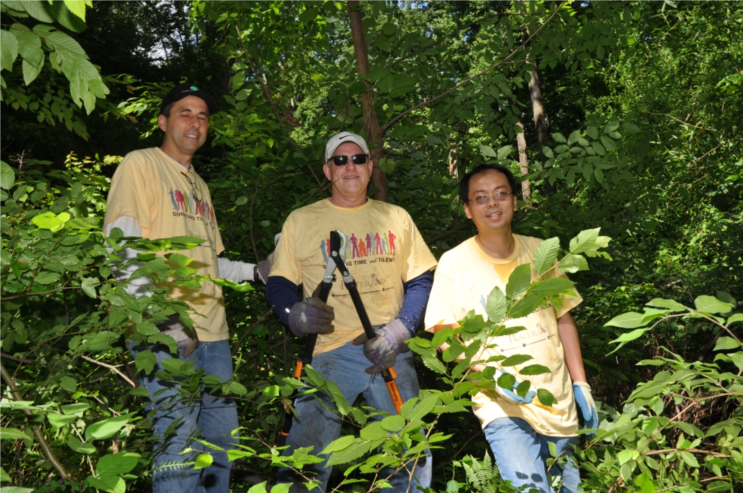 Oglethorpe Power employees volunteer for a nature project at an Atlanta-area park.