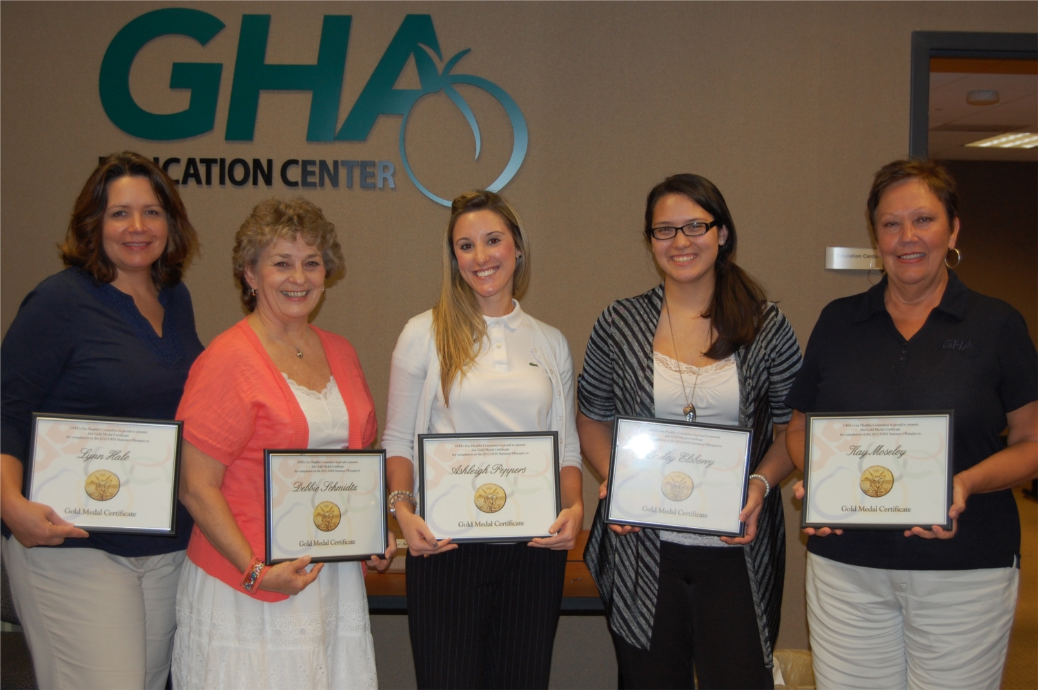 A few of the GHA staff members who were recognized and rewarded for their participation in one of the company's health challenges.