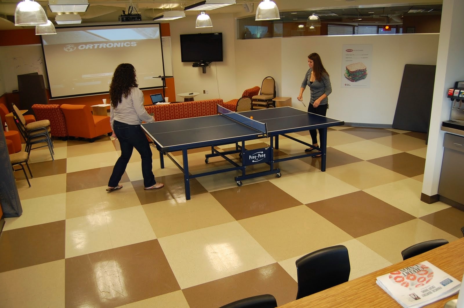 Ping pong match in the office 