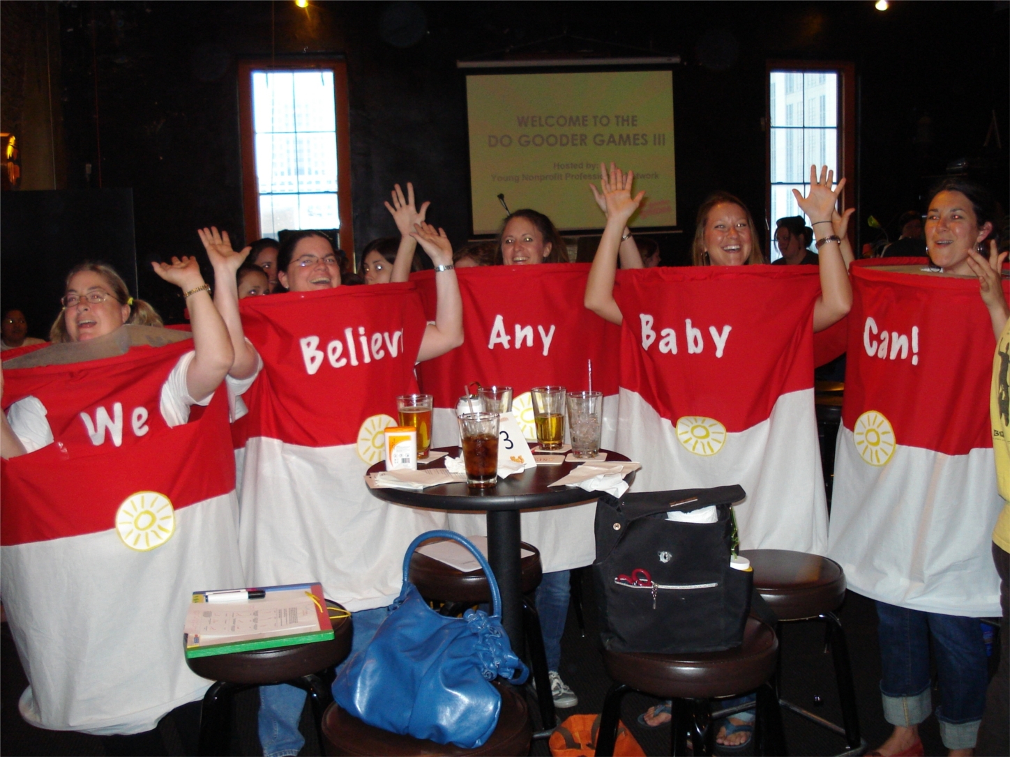 They know how to have fun!! ABC staff don “We Believe Any Baby Can” cans as they participate in the Do-Gooder Games, hosted by the Young Nonprofit Professionals Network.