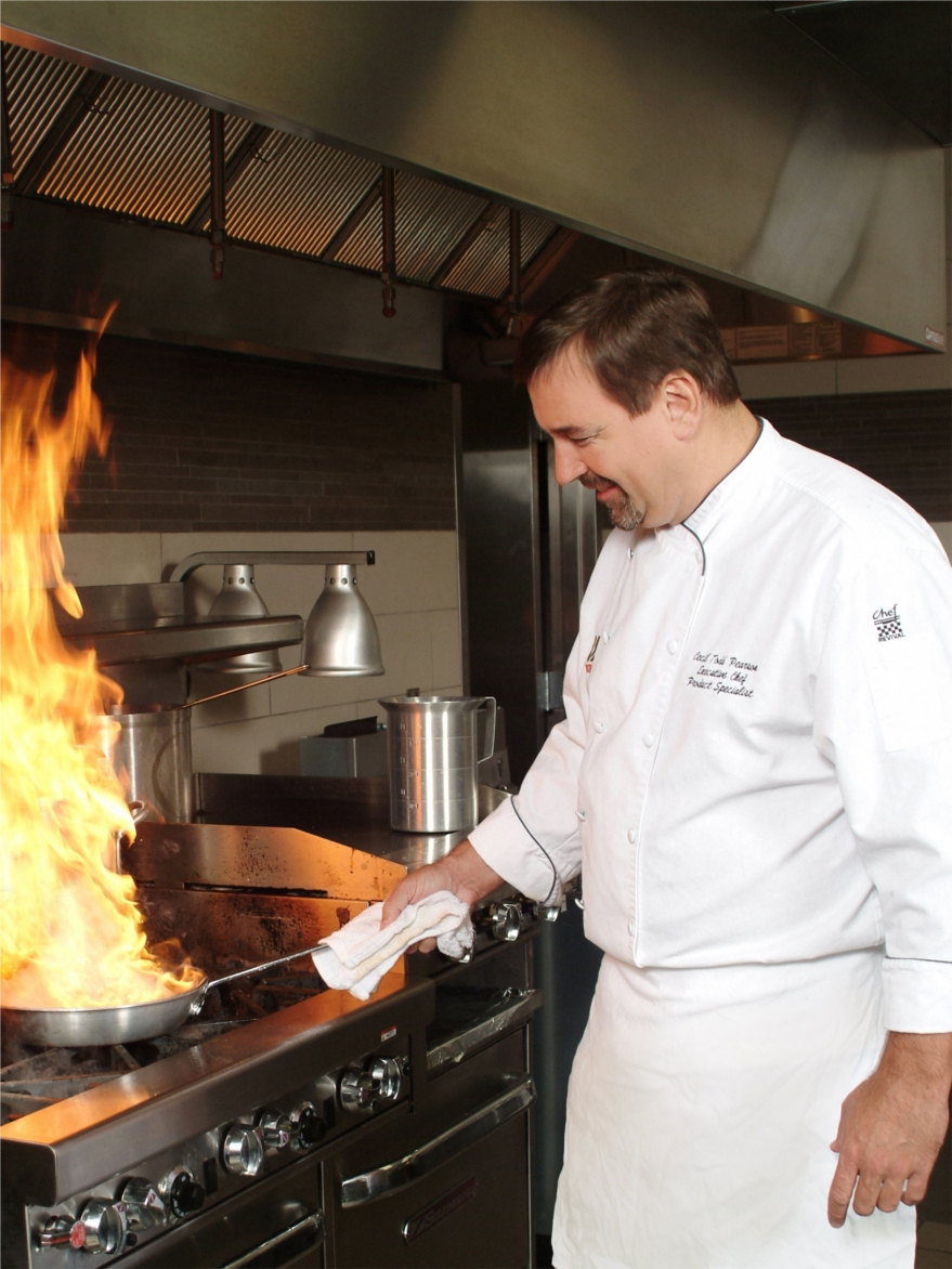 Chef Todd Pearson, Food Fanatic, doing what he does best in the US Foods kitchen.  