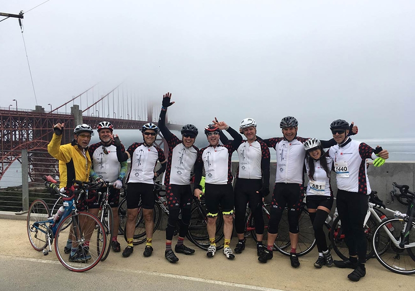 Harris' cycling team riding to end MS in San Francisco.