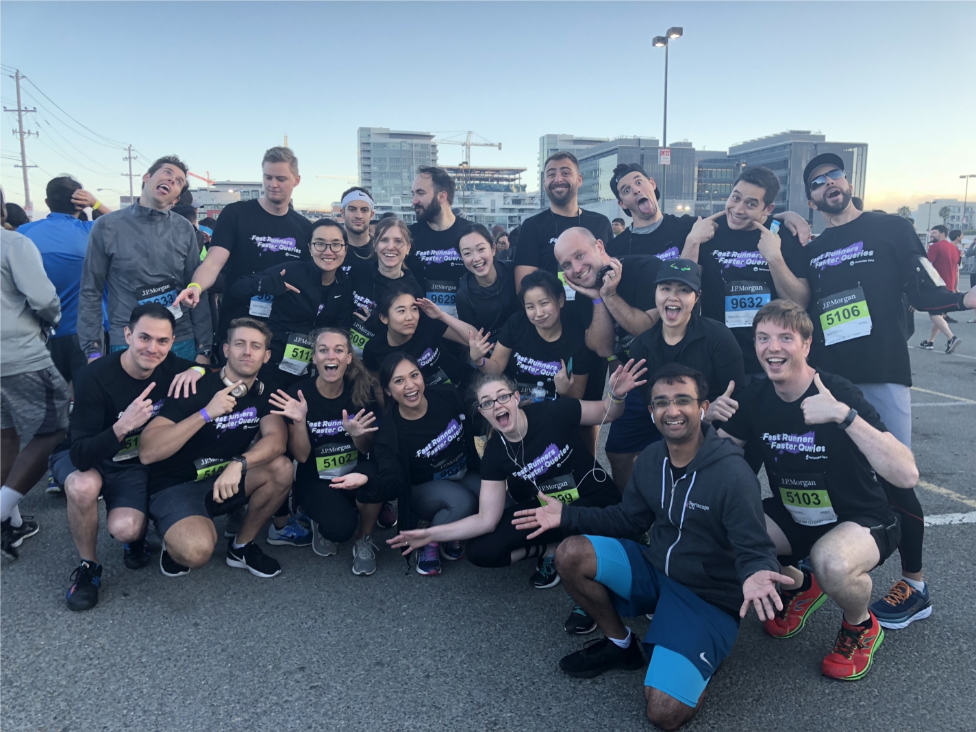 Periscope Data team having fun at the J.P. Morgan Corporate Challenge in SF.