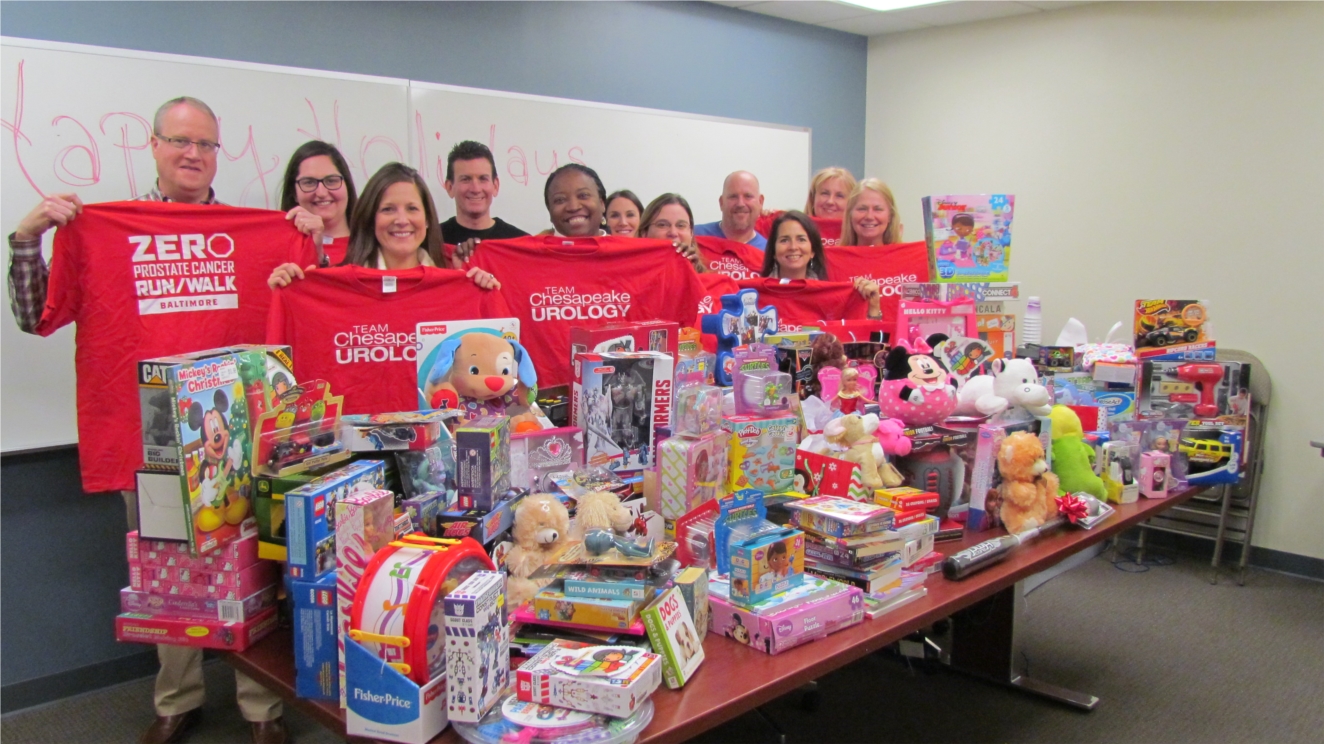 Our annual Toys for Tots charity drive.  Pictured are members of our corporate administration team.  
