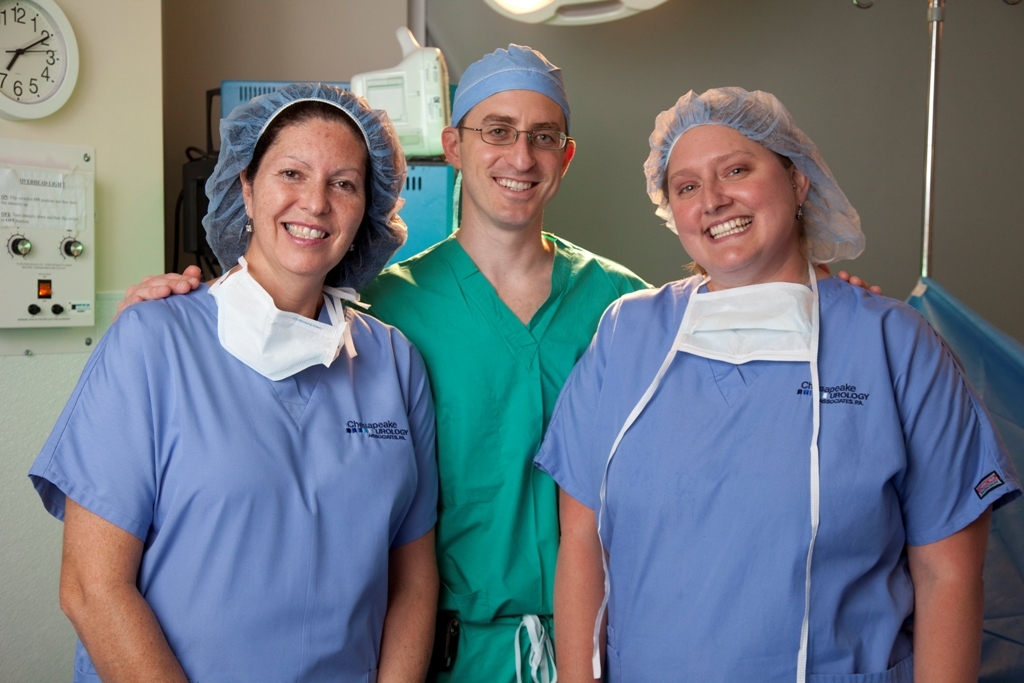 Members of our Vas Reversal Surgical Team.  Pictured from left to right are Mary Mulvey RN, Dr. David Fenig, Heather Allison RN.  
