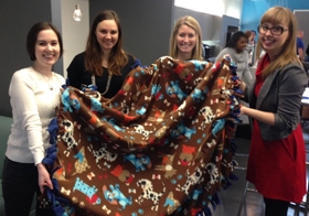 Giving back to our community is important to us.  Our teams handmade blankets for local charities.  