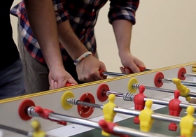 Taking a break for some competitive Foosball. 