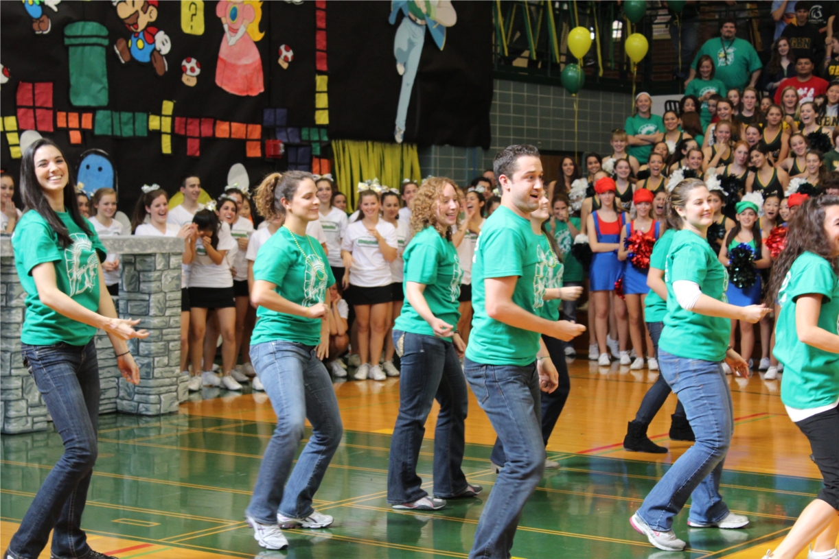 GBN staff bust a move during one of the many pep assemblies.