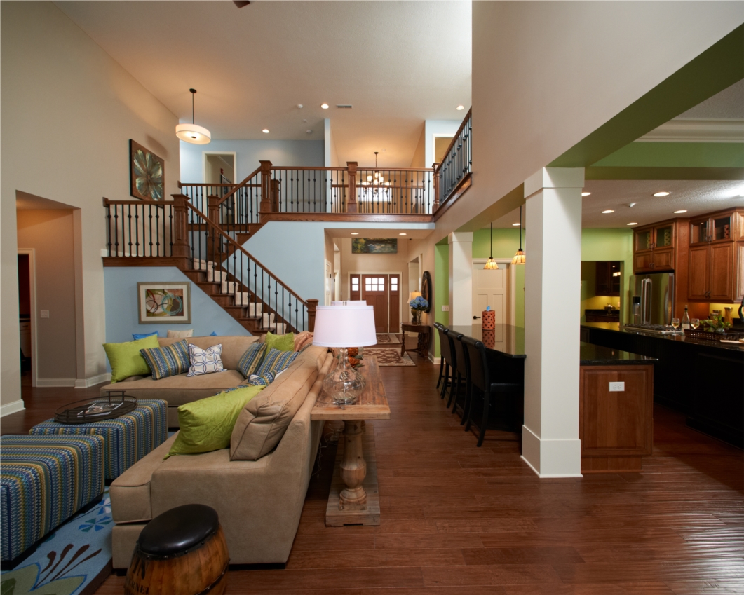 The Great Room of our Winchester Craftsman Model Home at our Portage Model Center in Ravenna, OH.