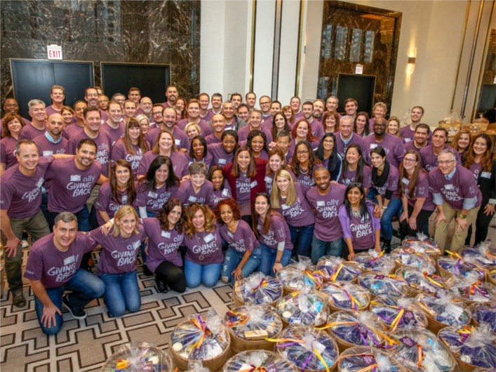 As part of its focus on giving back to the community, Ally employees gathered to assemble baskets of food for veterans in Chicago