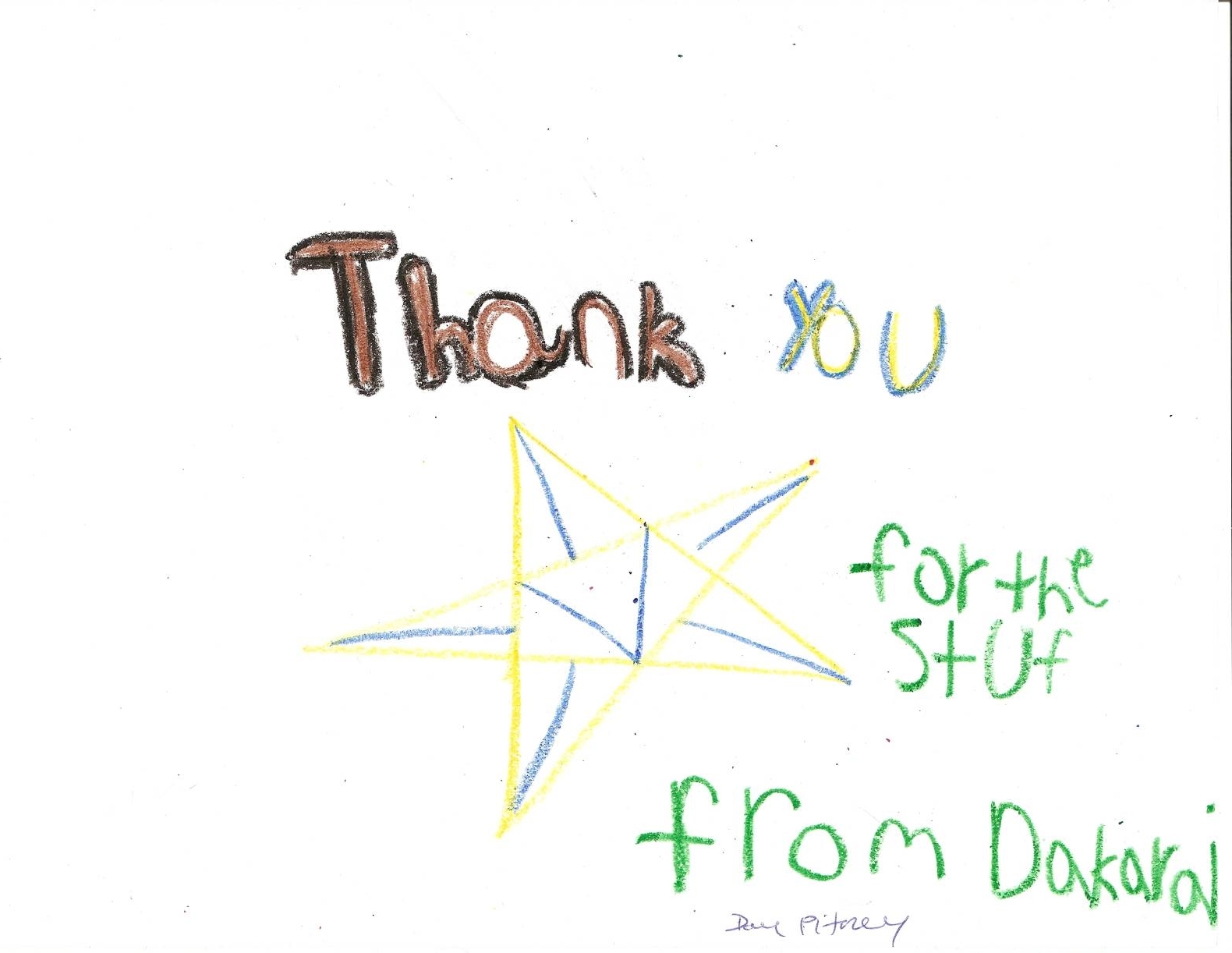 Thank you note from recipient of Back to School Clothes For Kids.