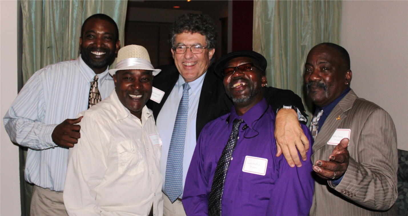 From left to right: Mallie Carlos (Warehouse Supervisor), Willie Tobler (Asst. Yard Foreman), David Campbell (President & CEO), Louis Smalls Jr. (Forklift Operator), Richie Toney (Warehouse Receiving), Celebrating with over 200 employees who have been with the company for over 10 years at the annual VIP Dinner at Ralph & Rich’s in Bridgeport.