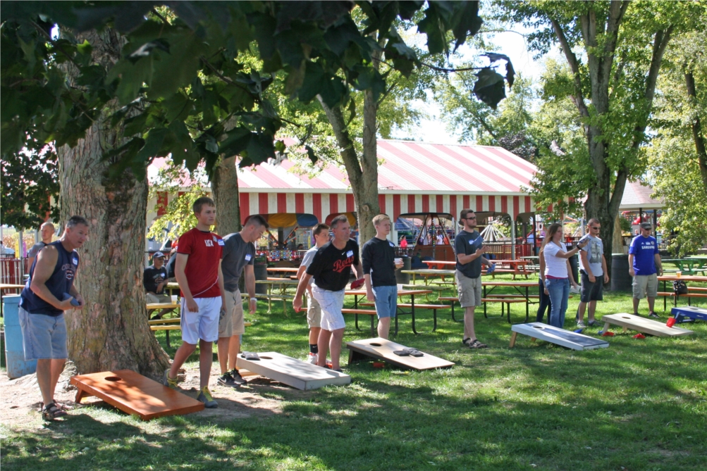 There is always a cornhole tournament for Corken employees and their families at the company picnic.