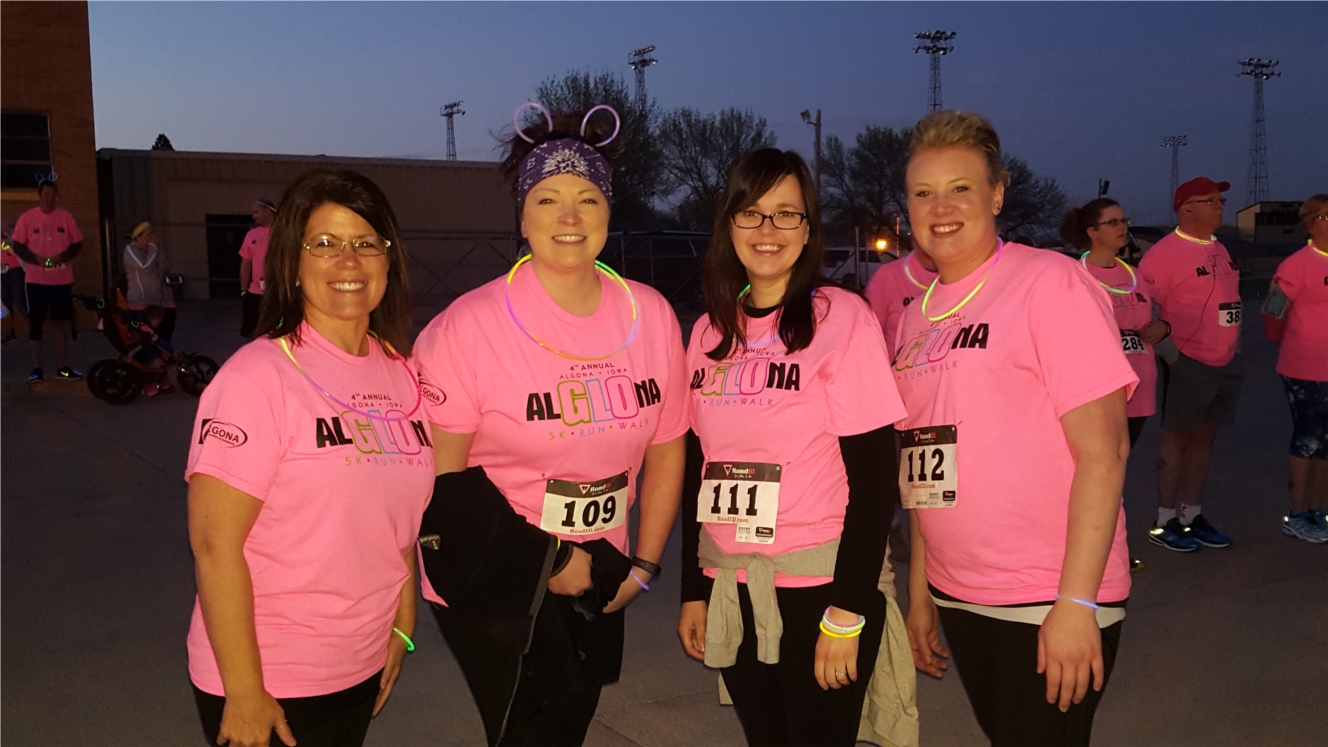 Employees participate in "AlGLOna" 5k Run/Walk in support of the community's walking trails. 