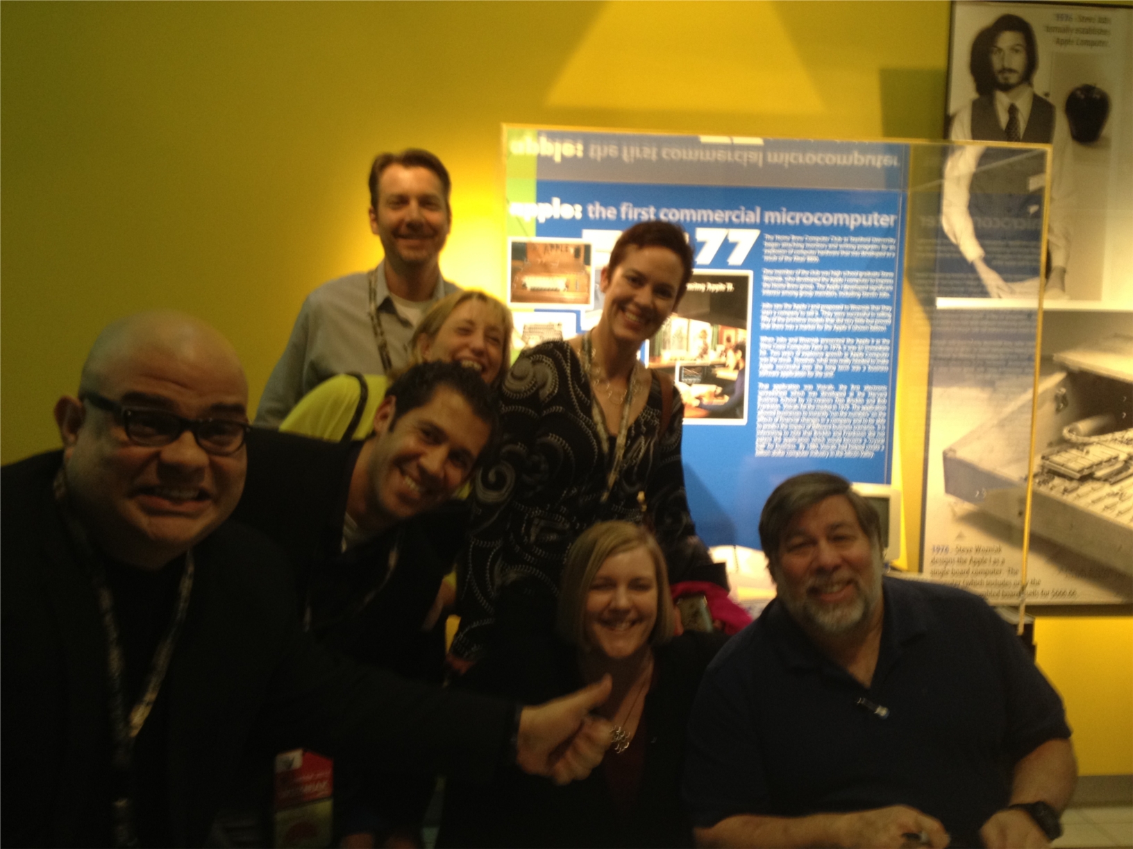 Apple Co-founder Steve Wozniak (right) poses with CDS Global employees, (front L to R) Luis Colon, Frank Livaudais, Kelsey Conrad (back L to R) Jamey Heinze, Kristin Runyan and Allison Dancy during DMACC’s iWeek. 