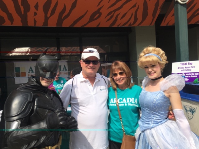 John Elliott, CEO and his wife, Jane at the Detroit Alzheimer's Walk 8-29-15.  Arcadia was a proud sponsor of this event and also provided free giveaways as well as Batman and Cinderella for the kids to enjoy.