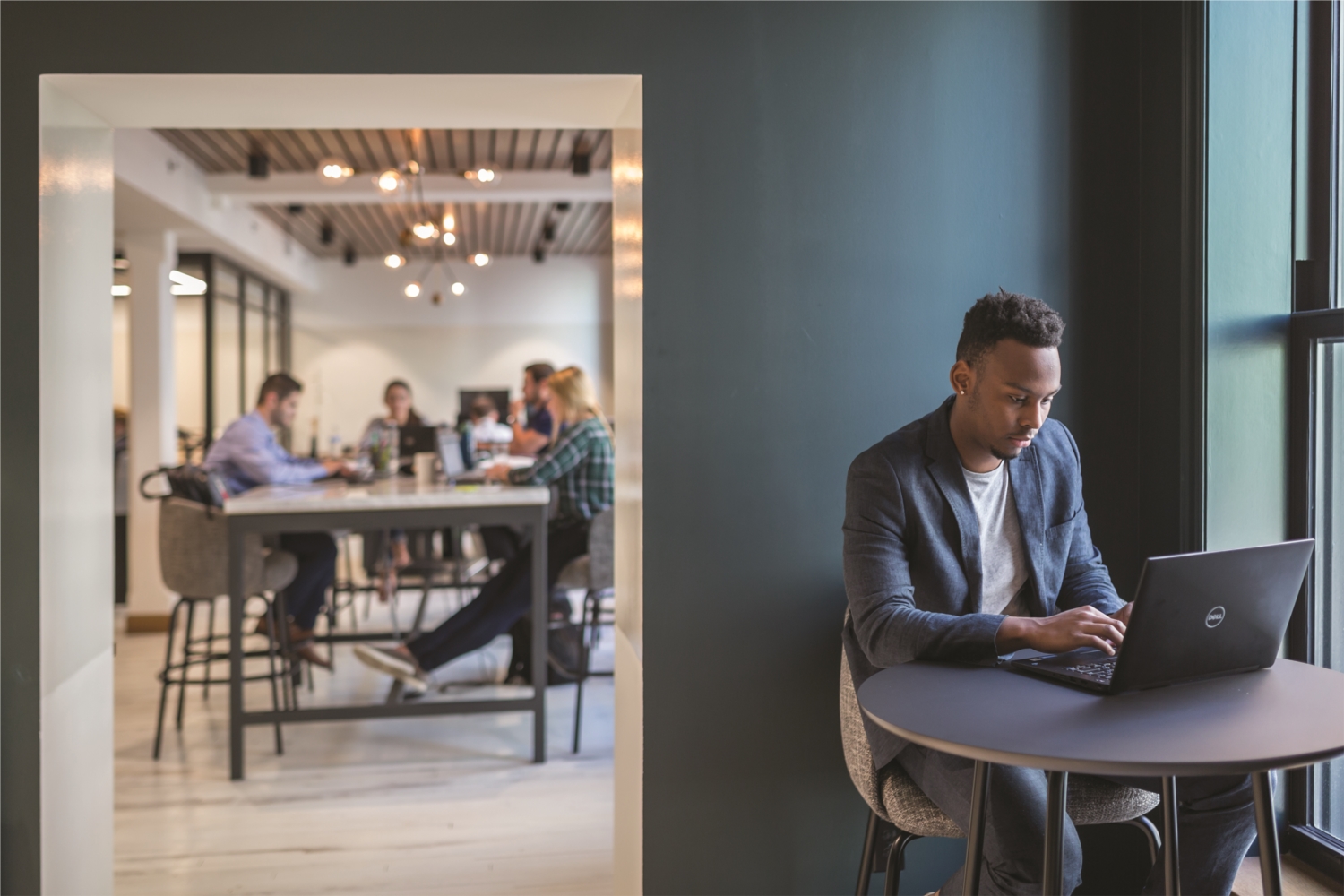 Team Members are free to move around and work in many of our collaborative work-spaces within our office.