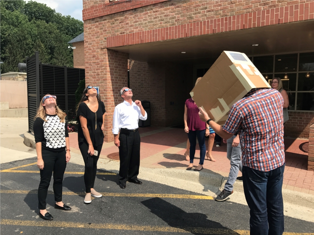 Taking a break to witness the solar eclipse.