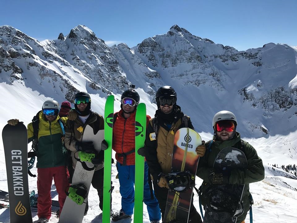 Winners of a recent sales competition enjoy heli-skiing in the Rocky Mountains 
