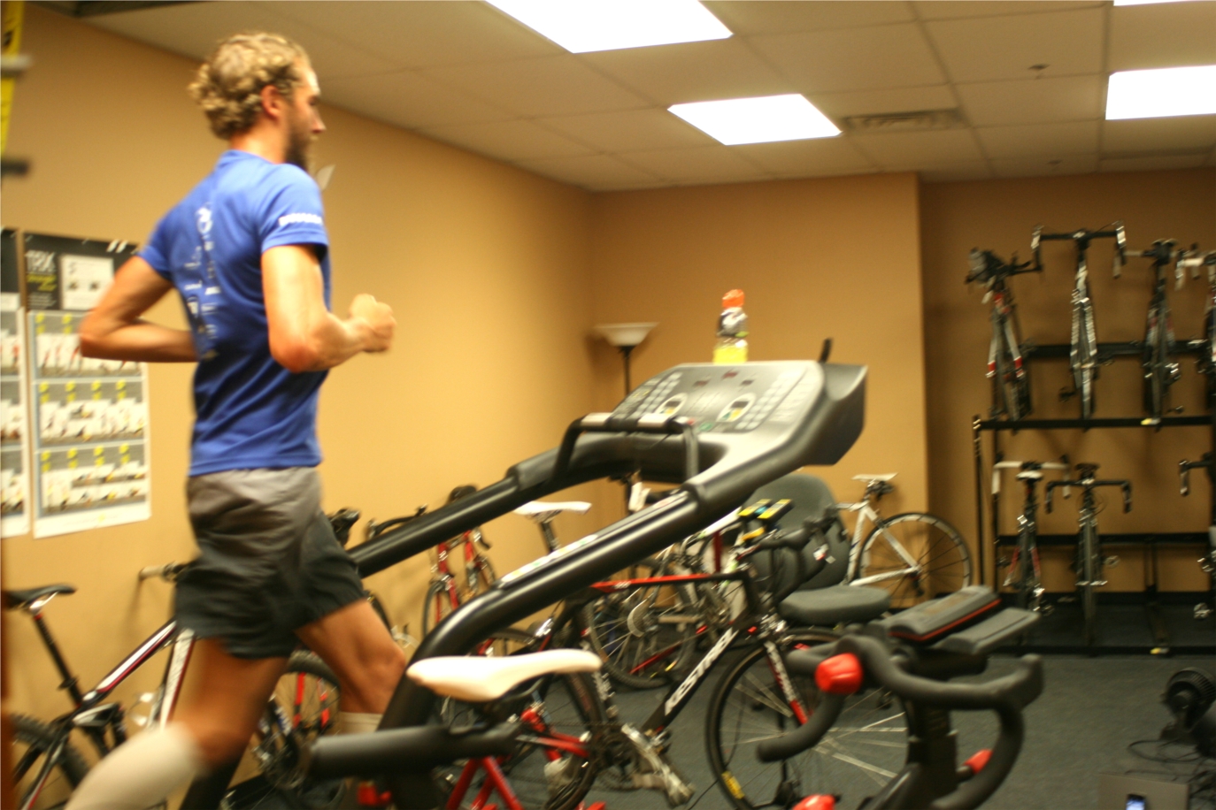 On-site workout facility known as the "Pain Cave" is available and used all day long.