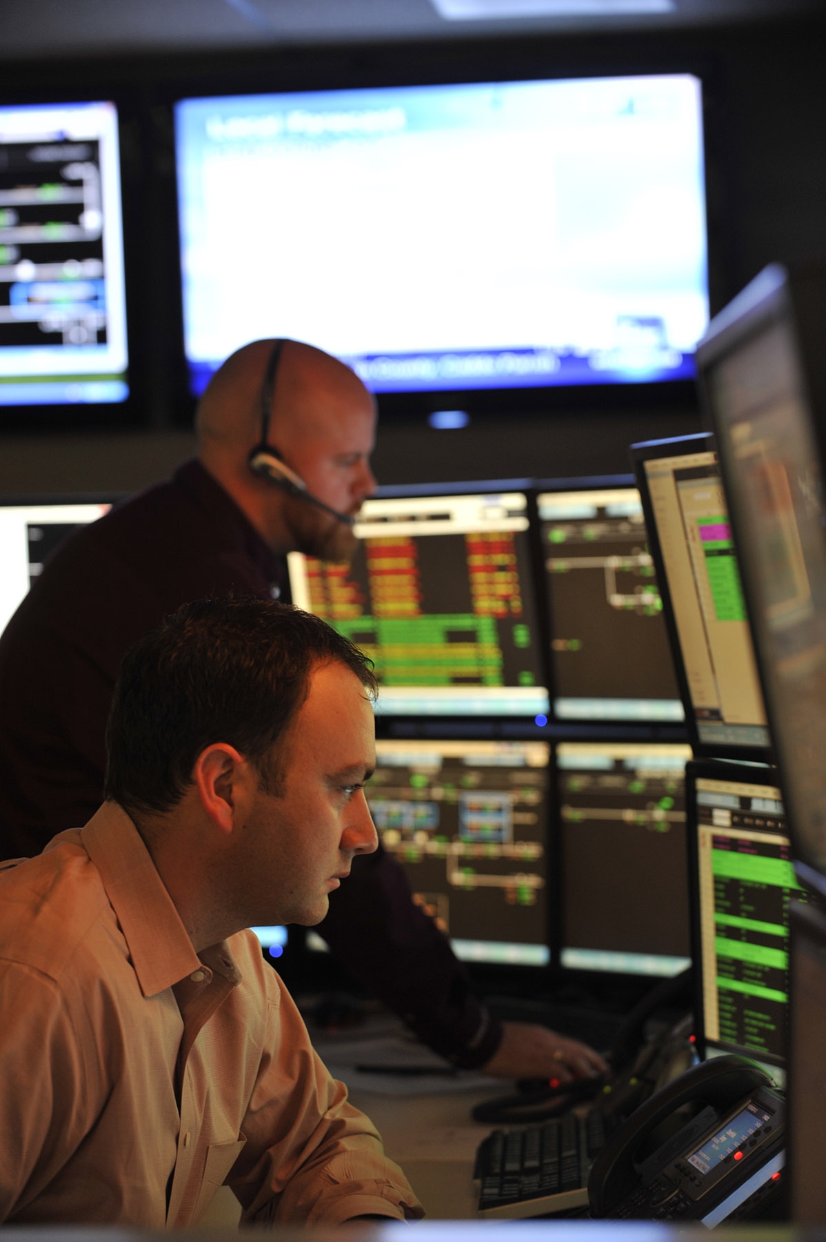 Pipeline operations are monitored around the clock from a control center. 