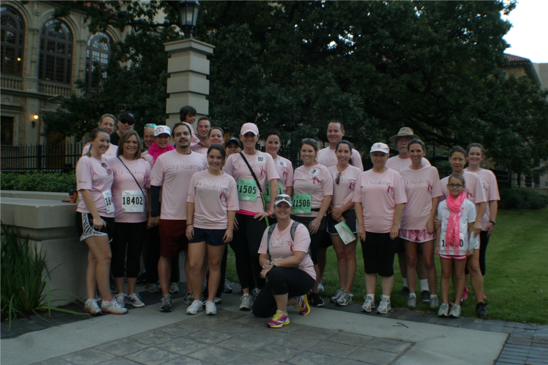 Employees and their family members participate in the Susan G. Komen Race for the Cure! In 2012, Whitaker Companies was ranked in the top 100 fundraising teams. 