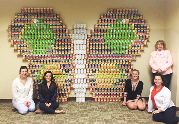 More than 800 cans of food were used to create our entry for the Chrysalis Center's Can Creation contest.  After taking first place, all the food was donated to the Center's FreshPlace food pantry.