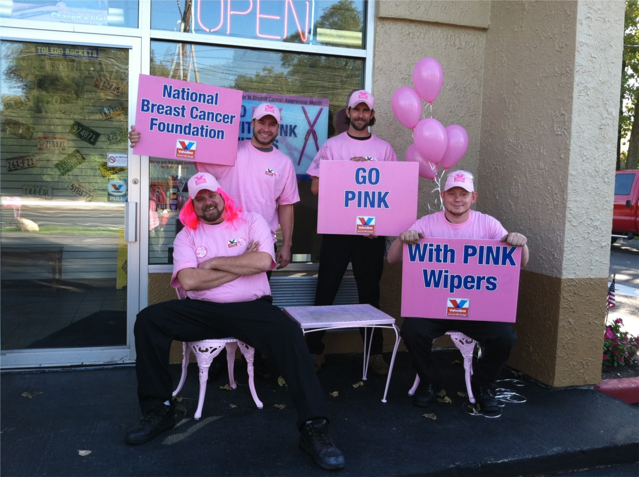 Each October Valvoline Instant Oil Change sells pink wipers to raise money and awareness for National Breast Cancer Foundation, inc.