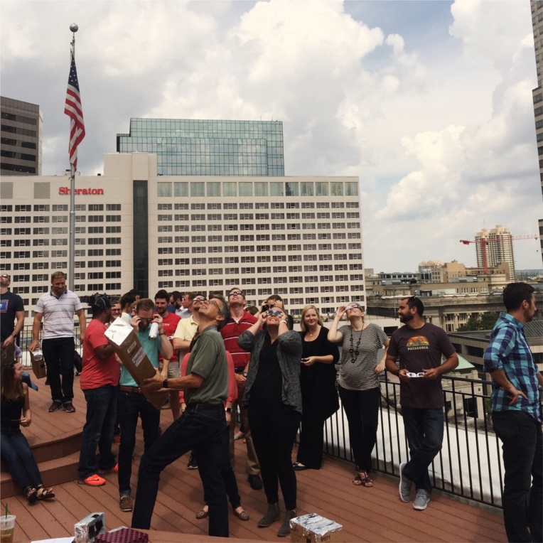 Octiv joined in on last year's eclipse fun by having a viewing party on the building roof!