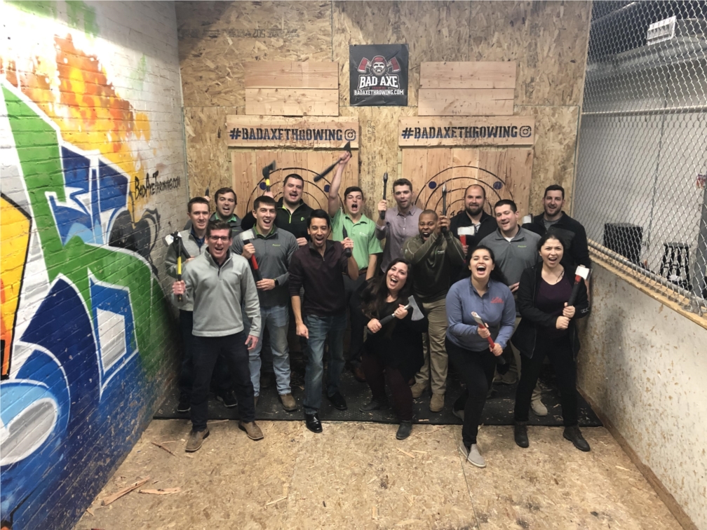 Our Project Engineers celebrate the completion of PE Bootcamp with some Bad Axe Throwing!