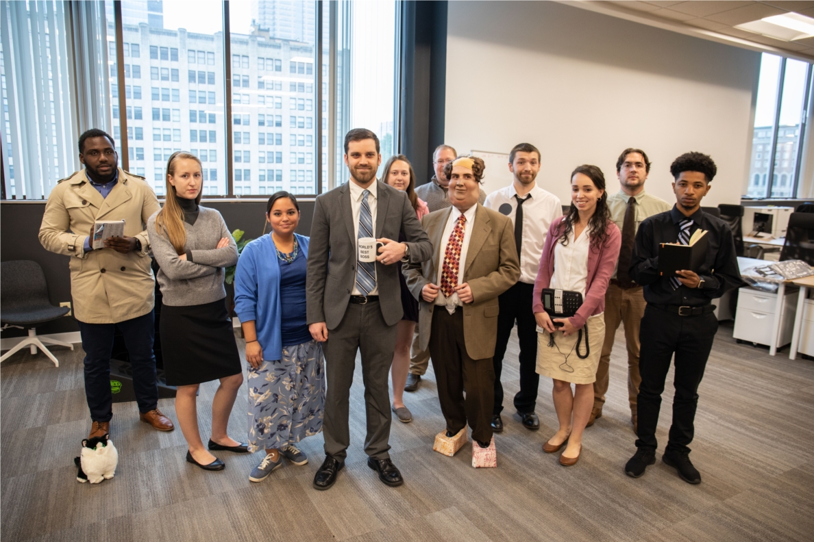 On Halloween, the VL office became Dunder Mifflin for the day when the Customer Experience Team dressed up as characters from The Office. AJ, Manager of Customer Success, proclaimed he just wanted people to “be afraid of how much they love [him]”.  