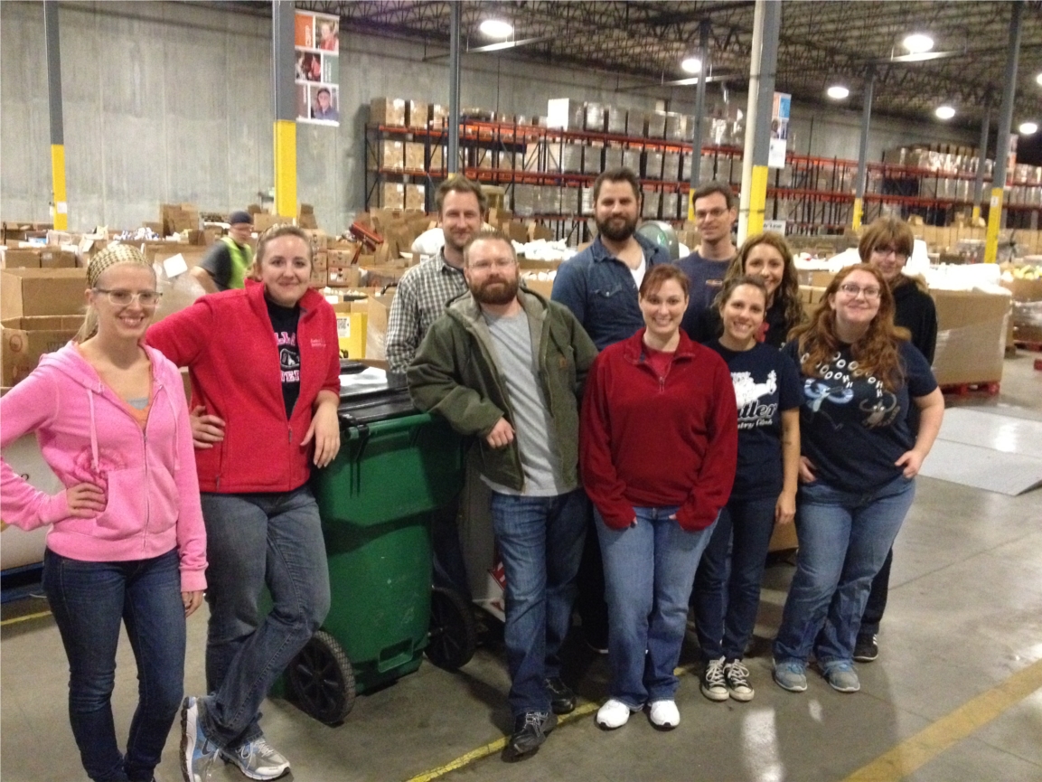 Helping out at Gleaner's Food Bank