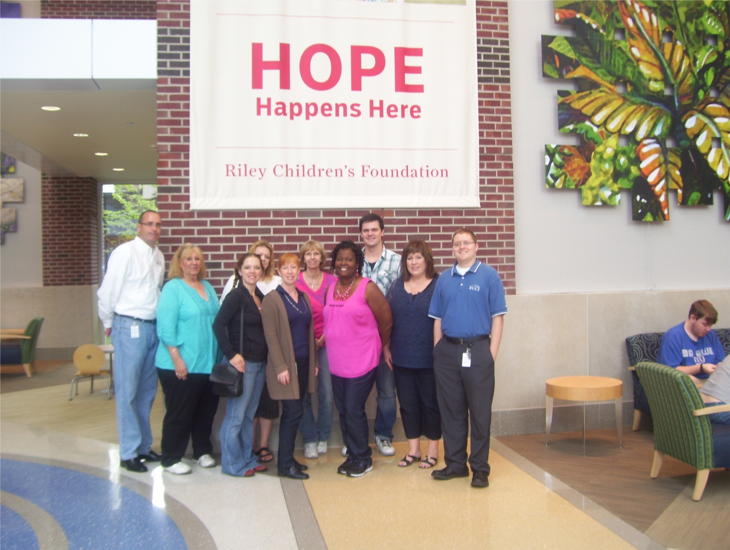 FCCI employees visit Riley Hospital for Children in Indianapolis. FCCI gives each employee 4 hours of paid time to volunteer in the community at the organization of their choice.