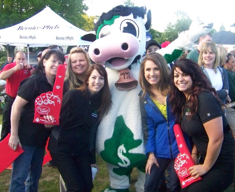 Southbridge Savings Bank's Moola the Cash Cow and employees enjoyed lots of attention at the Fox News Zip Trip to Charlton. 