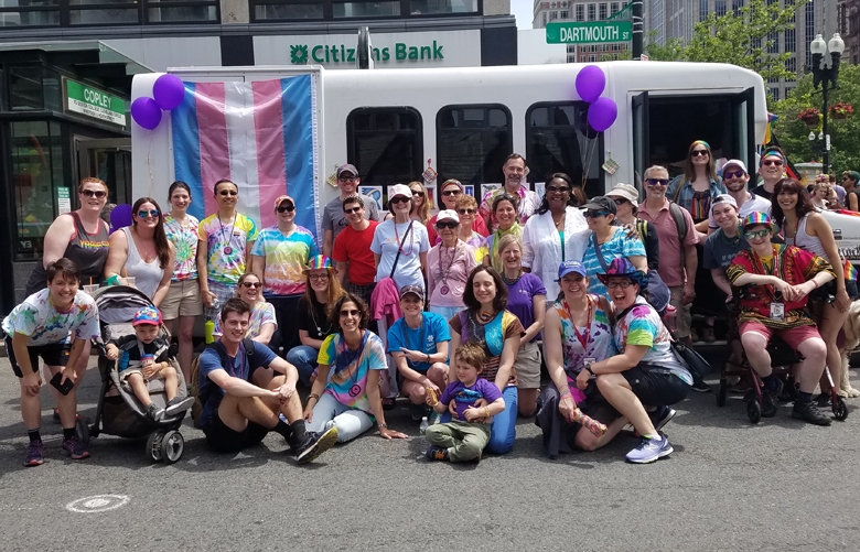 Some of the HSL employees and residents who participated in the Boston Pride Parade on June 9.
