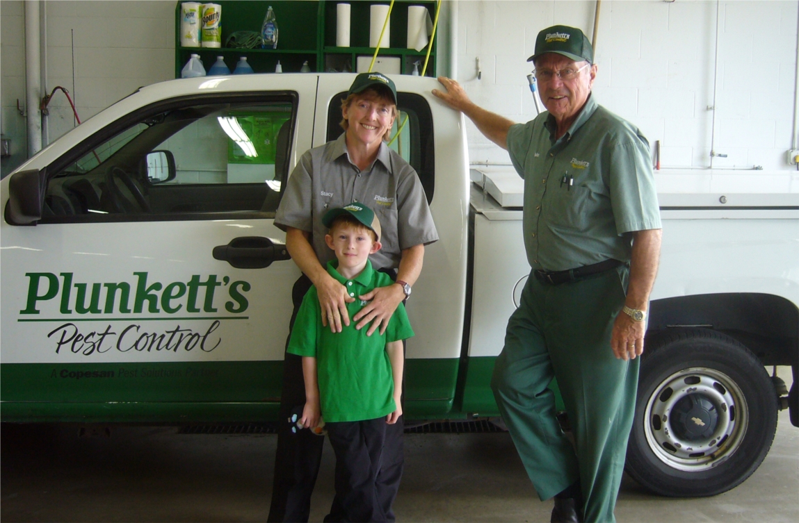 Three generations of the O'Reilly family - owners of Plunkett's.  L - R:  Stacy, current owner, Will, Stacy's son who's thinking he'd rather be an astronaut, John, 2nd generation to run Plunkett's from 1966 - 2003.