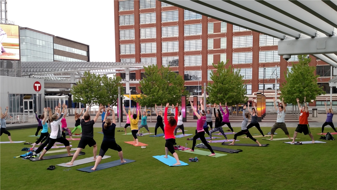 Employee yoga at Target Field Place