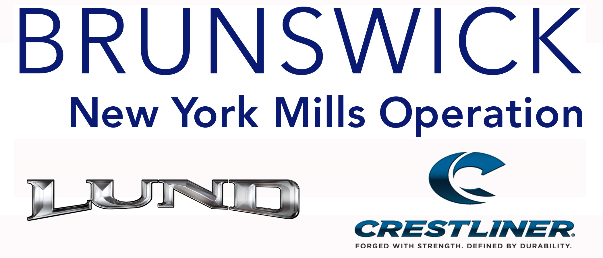 Brunswick New York Mills Lund Boats / Crestliner Manufacturing Company Logo