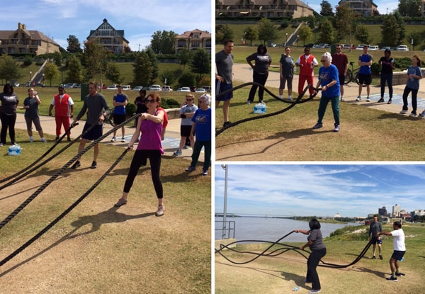 Members of the Memphis office had a blast at their September Recess at Work led by Mark Akin of Envision Fitness at the new fitness pop-up park on the river.