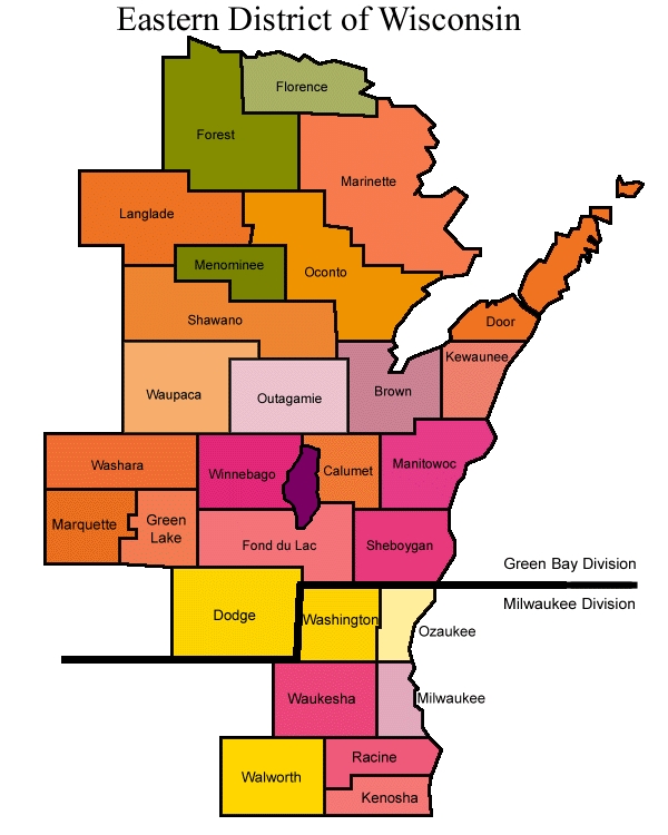 Map of the Eastern District of Wisconsin