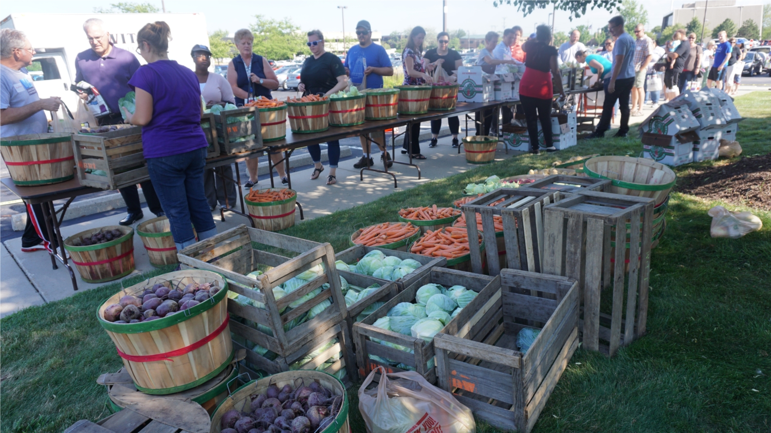 Team members and their families enjoyed the annual outdoor farmer's market on campus