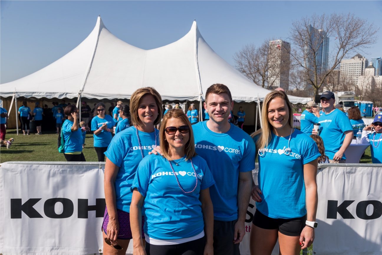 Kohl's sponsors the American Cancer Society Making Strides Against Breast Cancer Walk. Associates, along with their friends and families, join together to walk in support of fighting breast cancer.