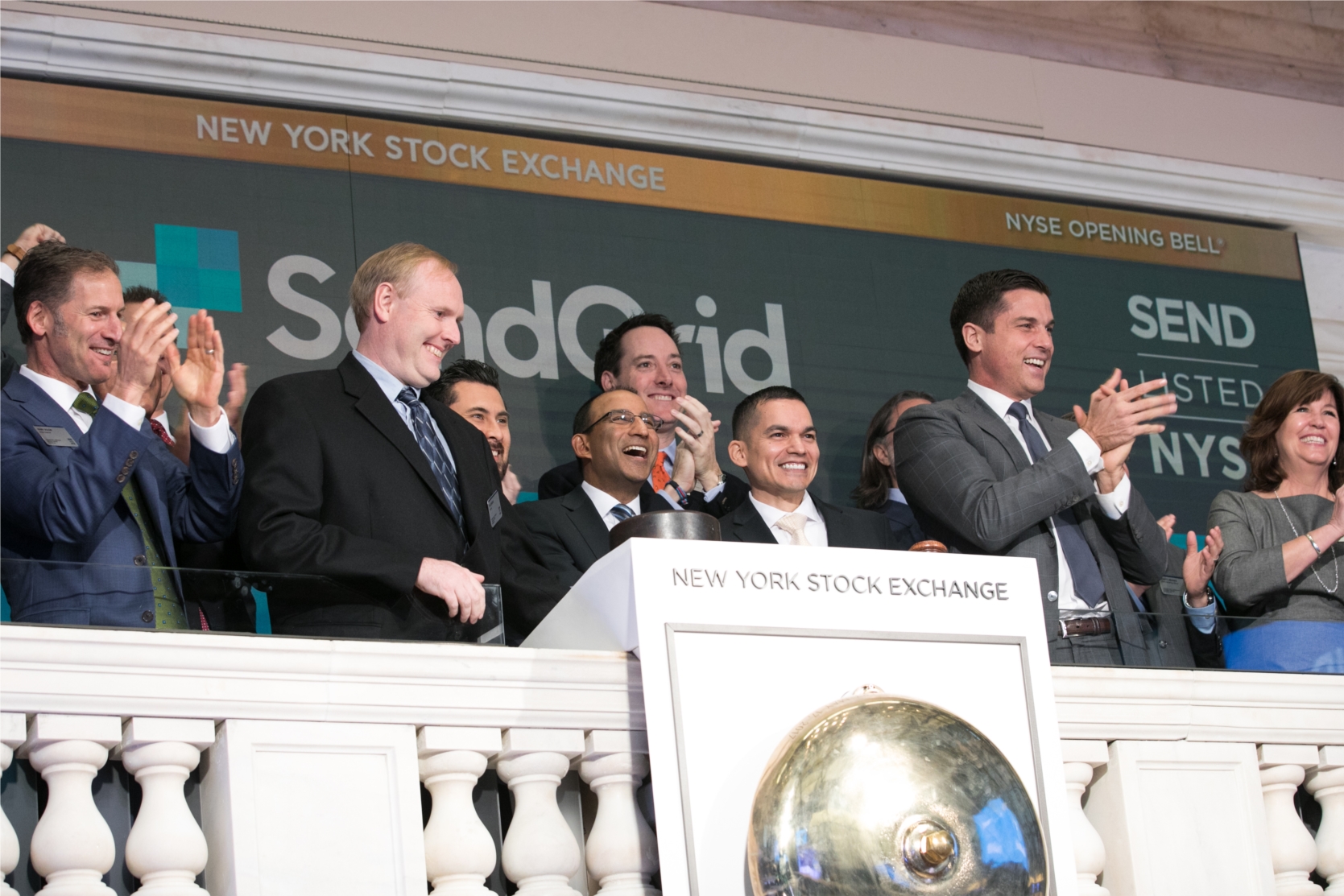 SendGrid ringing the bell at the NYSE on its IPO day. 