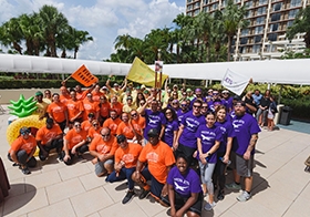 Hyatt's of Orlando participating in the yearly Hyatt games. Each property has a team of 20 colleagues competing in different obstacles both mental and physical challenges.