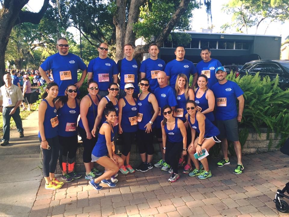 The team gearing up for the IOA 5K in downtown Orlando. 