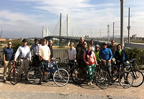 Group Bike Ride Along New Portland Bridge