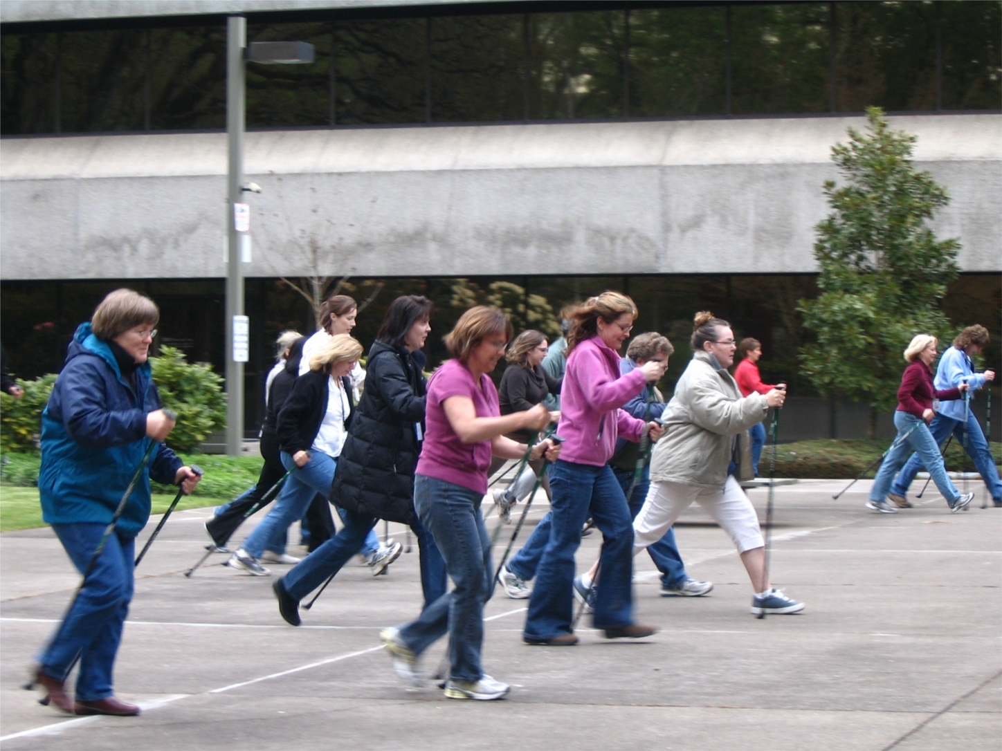 SAIF employees join a walking clinic, one of many wellness activities offered.