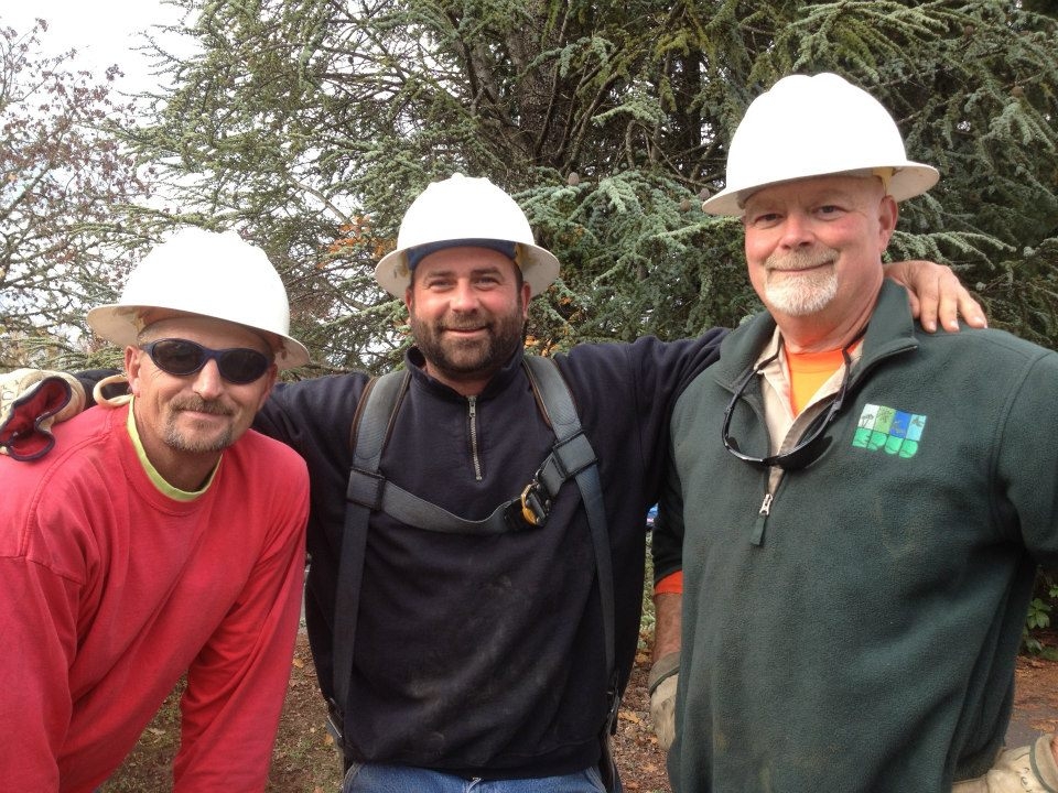 Emerald linemen Jerry Lay, Brice May, and Greg Demagalski, Thanksgiving 2012.
“We’re thankful for the people we work with.”
